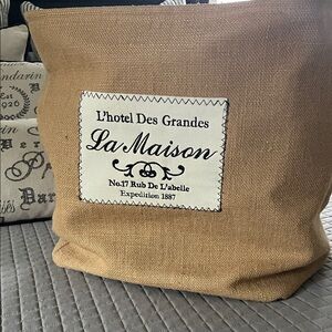 La Maison Burlap storage Bag - Natural Tan